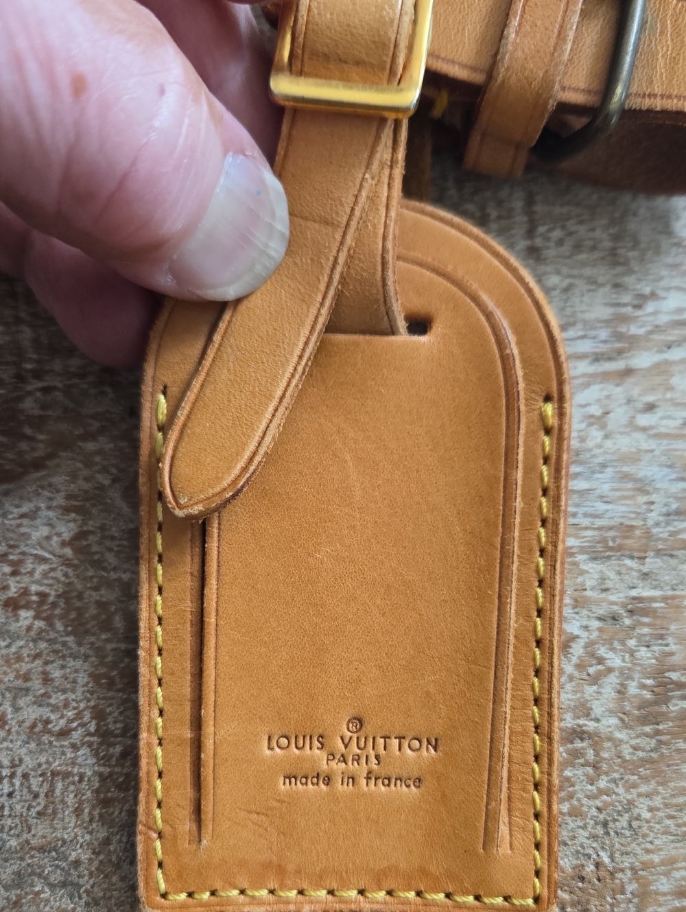 Authentic Louis Vuitton Vachetta Leather Luggage Tag & Poignet Set. (BIN 011-A)